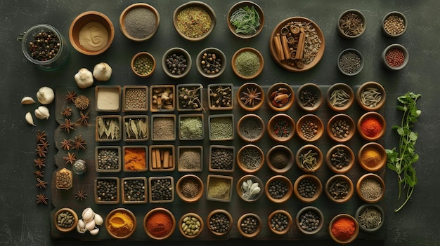 Photo spices and herbs generative ai