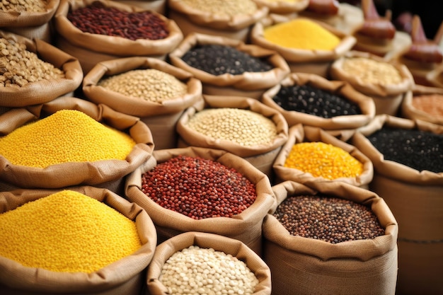Spices and herbs in a market