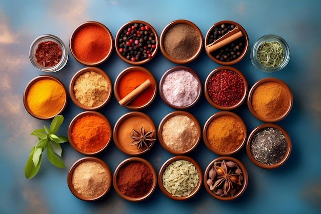 Spices and herbs on the table