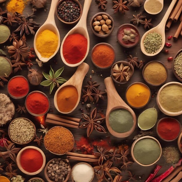 Spices isolated on white background