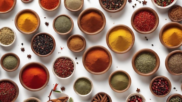 Spices isolated on white background