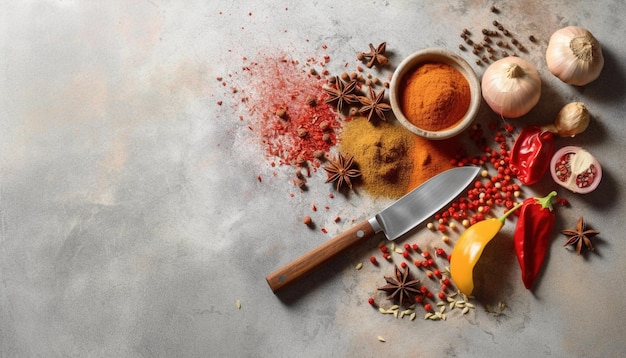 Photo spices plain background realism generative ai