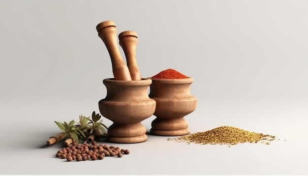 Spices Plain Background Realism Generative AI