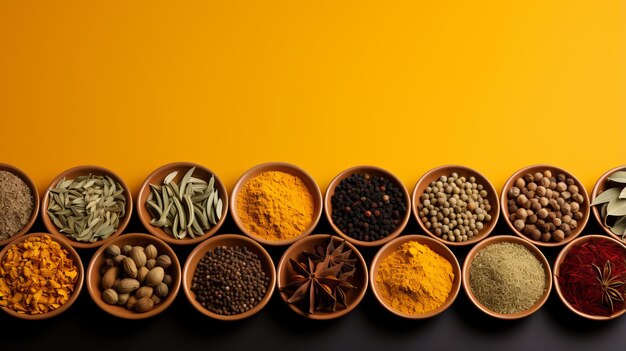 Spices and seasonings for taste Diversity in the Indian spice market Large selection of seasonings