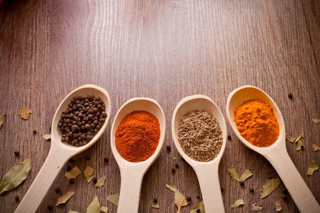 Spices on spoons