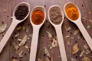 Photo spices on spoons