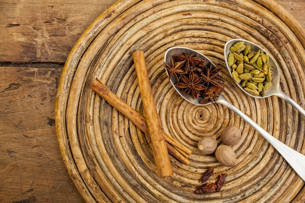 Photo spices on tray