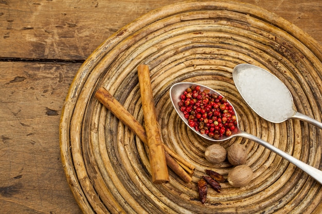 Spices on tray