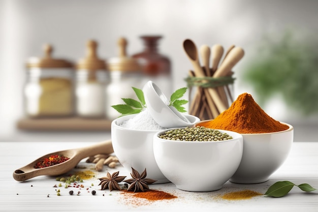 Spices On A White Background