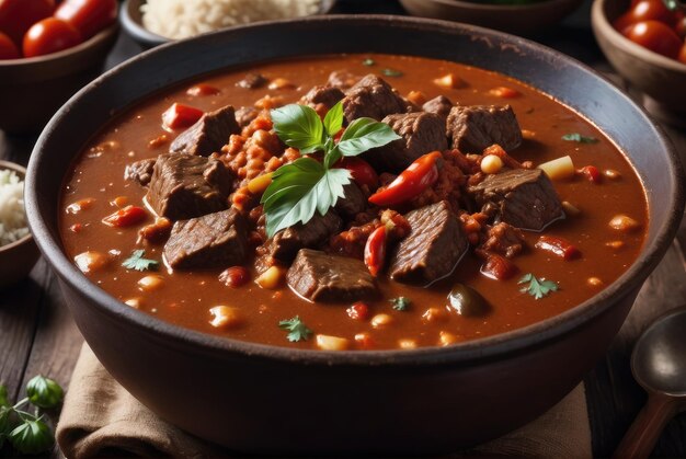 A spicy beef stew made with tender beef tomatoes onions
