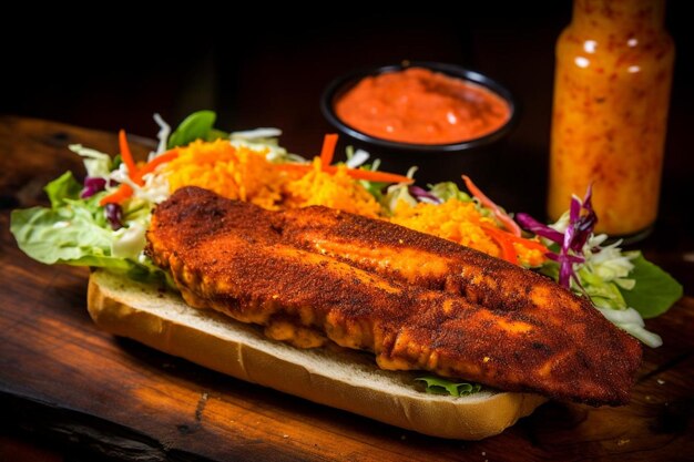 Photo spicy blackened fish po boy