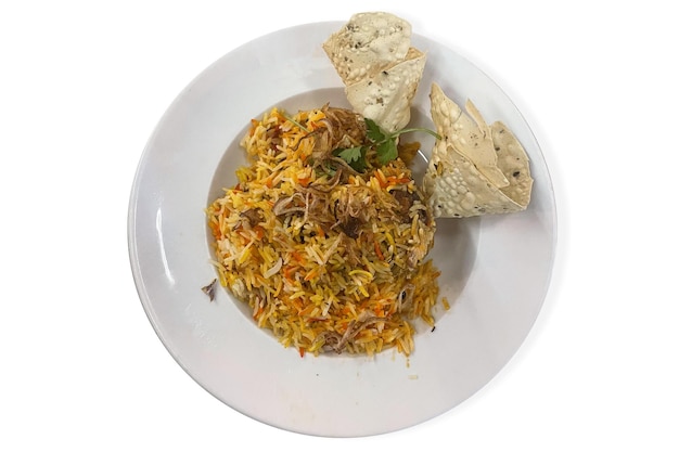 Spicy chicken biryani food photography