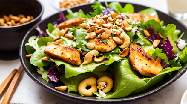 spicy chicken cashew nut salad