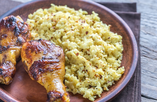 Spicy chicken drumsticks with rice curry