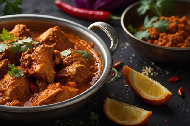 Photo spicy chicken masala dish