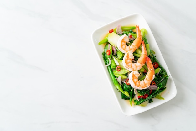 Spicy Chinese Kale Salad with Shrimp