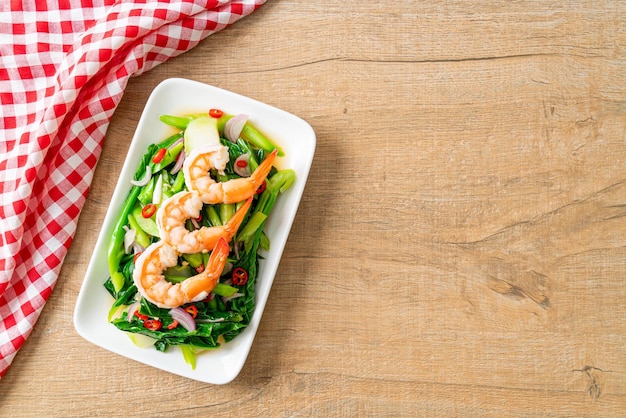 Spicy Chinese Kale Salad with Shrimp