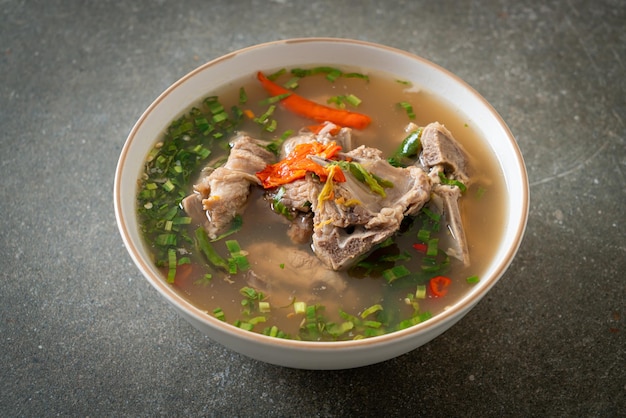 Spicy Chopped Pork Backbone Soup or Spicy Leng Soup - Asian food style