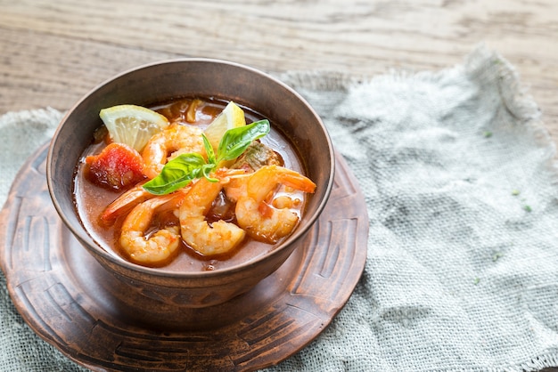 Spicy french soup with seafood