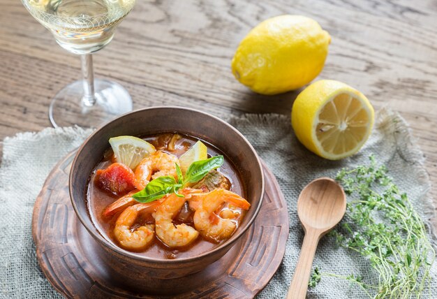 Spicy french soup with seafood