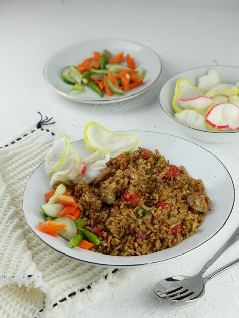 Spicy fried noodles with chili sauce and healthy vegetables