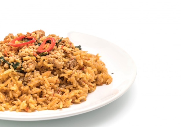 spicy fried rice with pork and basil