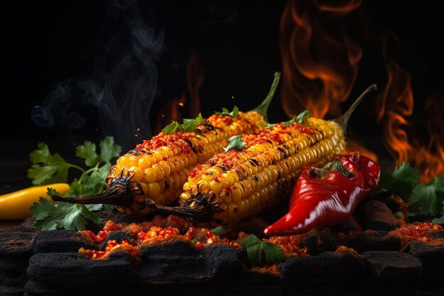 Spicy Grilled Chili Rubbed Corn on the Cob