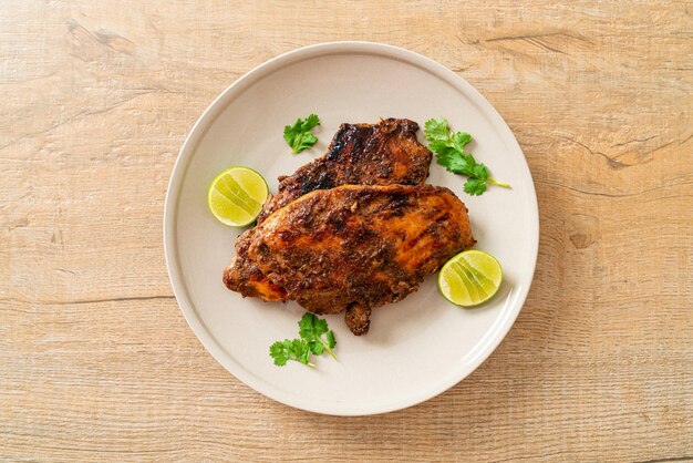 spicy grilled Jamaican jerk chicken - Jamaican food style