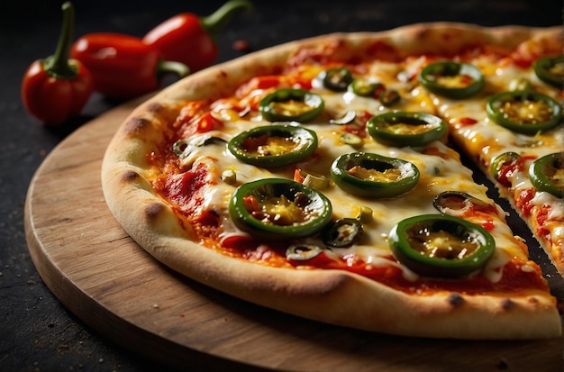 Spicy jalapeno and pepper pizza a fiery flavor