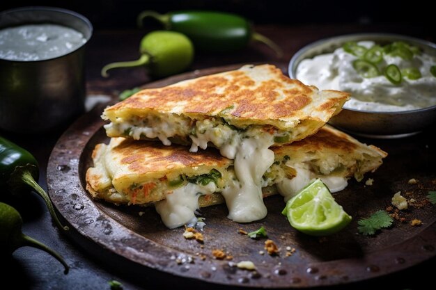 Photo spicy jalapeno popper quesadillas with cream chee