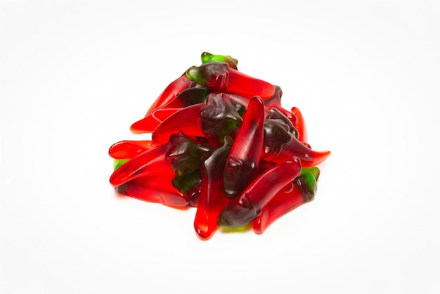 Spicy jelly sweets isolated on white background. Candy pepper.