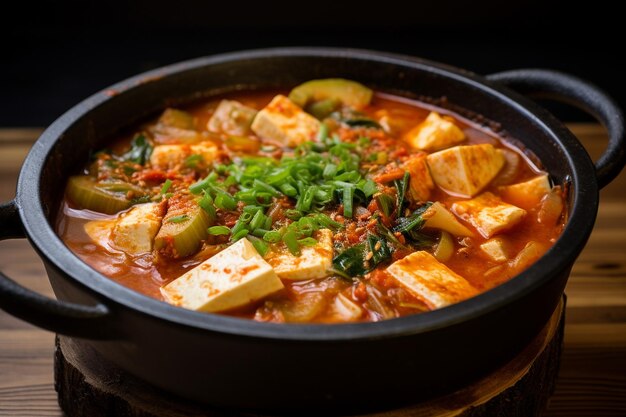 Premium AI Image | Spicy Kimchi Stew with Tofu and Veggies Generated By Ai