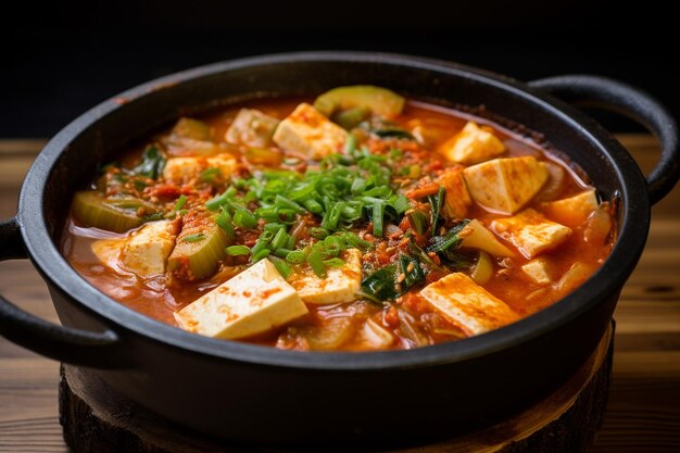 Ai가 만든 두부와 야채를 넣은 매콤한 김치찌개