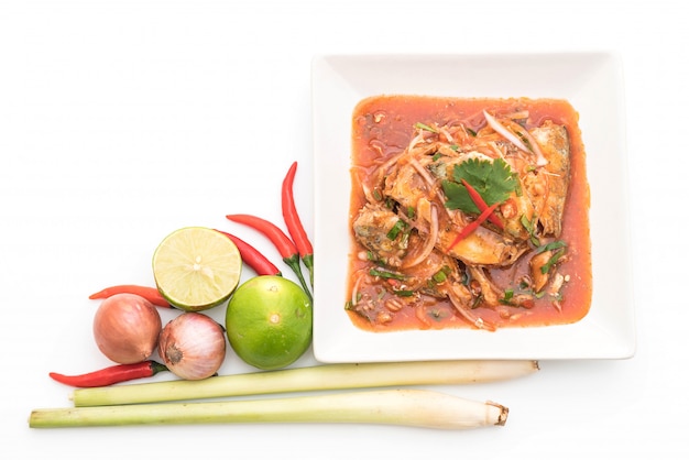 spicy mackerel salad in tomato sauce