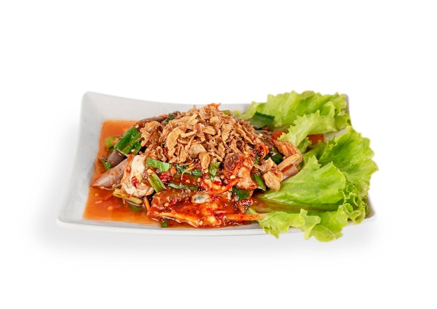 Photo spicy meat and seafood salad asian style cuisine