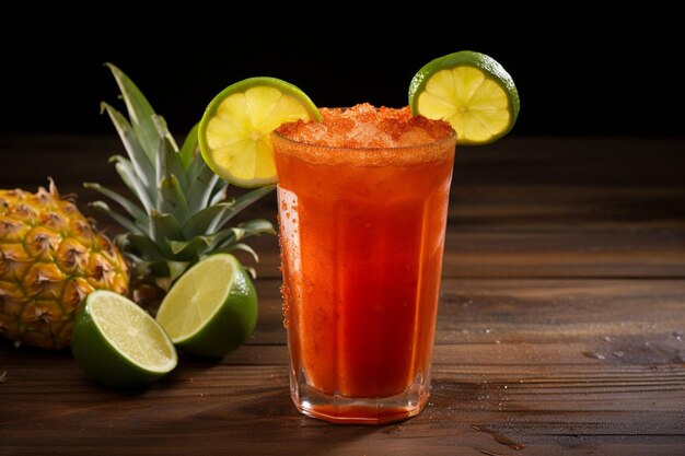 Photo spicy michelada drink assortment on the table