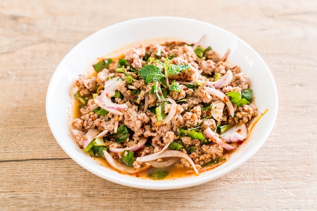 spicy mince pork (Larb - Traditional Thai Food)