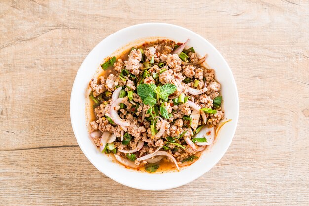 spicy mince pork (Larb - Traditional Thai Food)