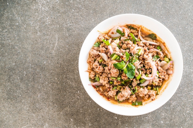 spicy mince pork (Larb - Traditional Thai Food)