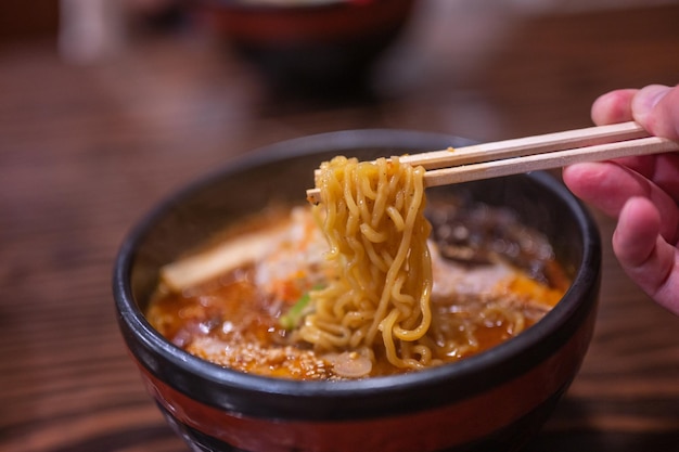매운 된장라면 일본 음식