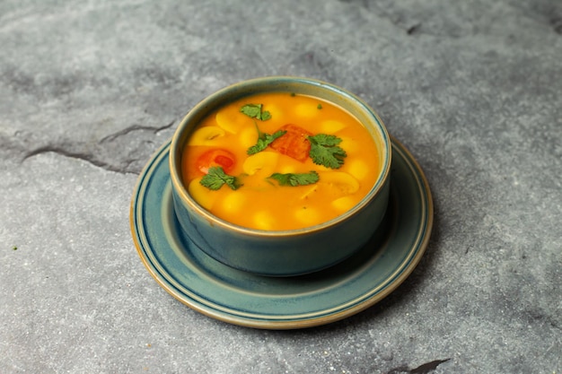 Spicy Mushroom Soup served in dish isolated isolated on background top view of bangladesh food