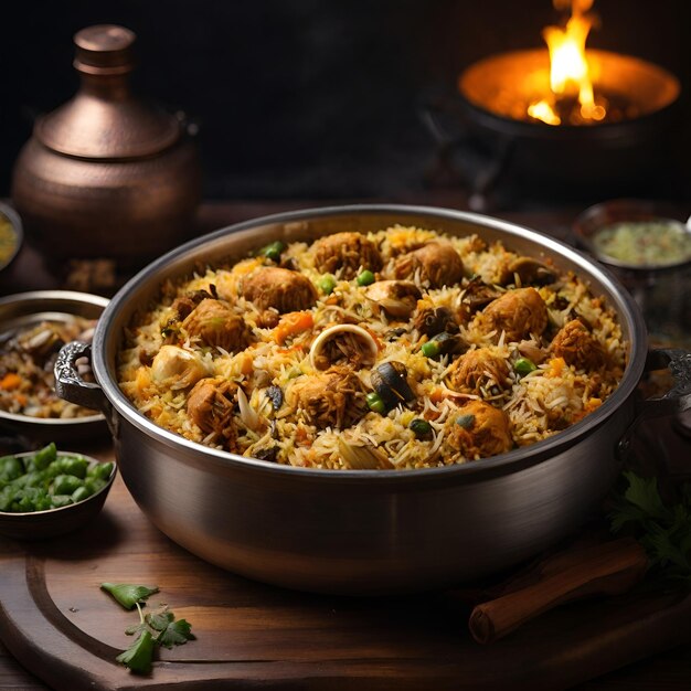 spicy mutton biryani on kadai