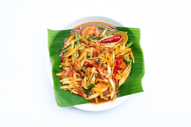 Spicy papaya salad with pickled shells