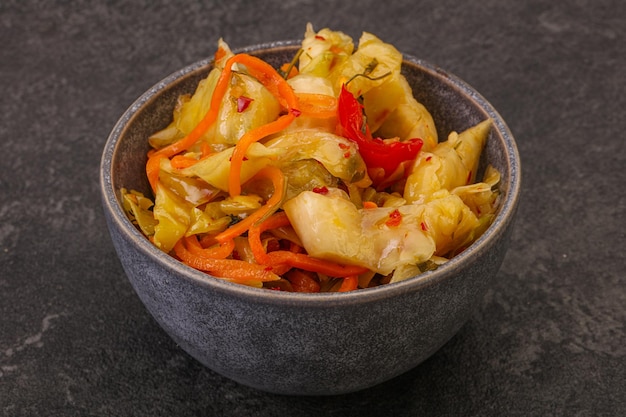 Spicy pickled cabbage with carrot