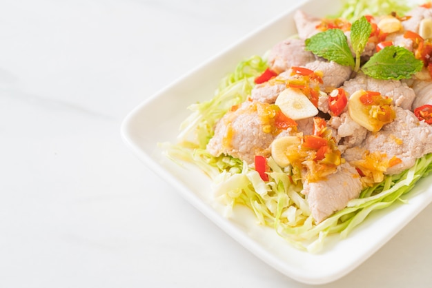 Spicy Pork Salad or Boiled Pork with Lime Garlic and Chili Sauce