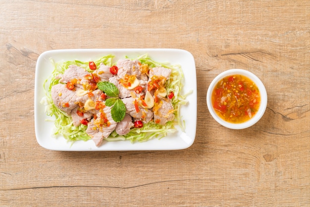 Spicy Pork Salad or Boiled Pork with Lime Garlic and Chili Sauce