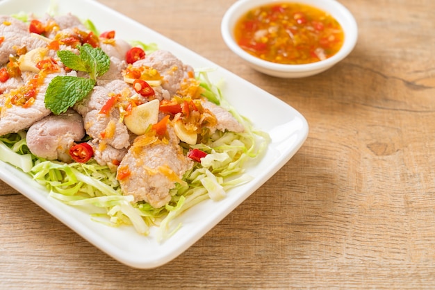 Spicy Pork Salad or Boiled Pork with Lime Garlic and Chili Sauce