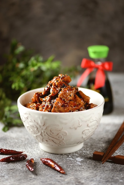 Spicy pork with sweet and sour soy sauce