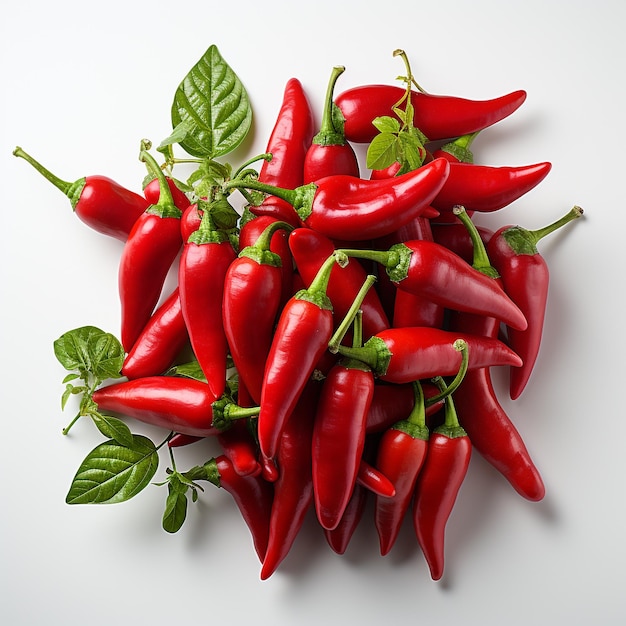 Spicy red chilies on a white background