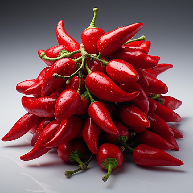 Spicy red chilies on a white background